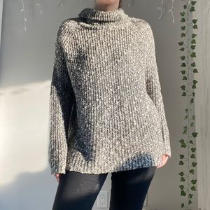 GARAGE Oversized Grey Knit Sweater Turtleneck